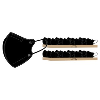 Tamsaa 日用立體口罩 L大型 KF94, 黑色, 25片, 2包