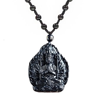 喜緣玉品 十二生肖八大守護神 黑曜石玉珮 51*42*11mm, 千手觀音 鼠 黑色, 1個