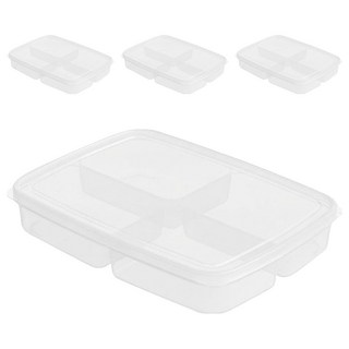 BEAUTY DISPLAY 美得像專櫃 多功能分裝飯盒四格保鮮盒4件組 大(24 x 17.7 x 4.3cm), 單品, 1組
