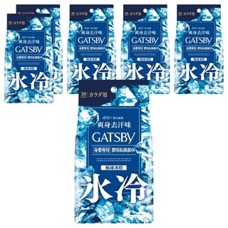 GATSBy 台灣公司貨 體用抗菌濕巾 極凍冰橙 30張, 210g, 6包