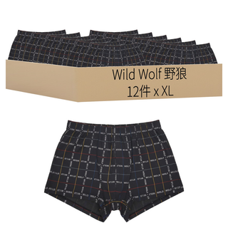 Wild Wolf 野狼 冰涼針織平口褲 XL 12件組, 黑色