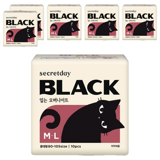 secretday Black褲型衛生棉, M~L(80~105cm), 10片, 6包