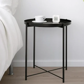 E-home Tim提姆金屬小圓几, 黑色, 1個
