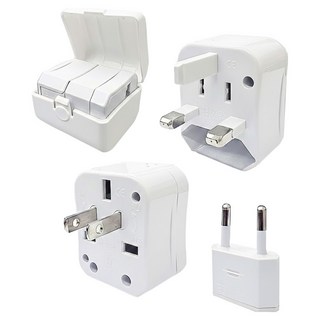 ziya 智雅科技 多國充電器轉接頭 積木輕巧款 4合1 美規/歐規/澳規/英規 旅行必備, 1組, 白色