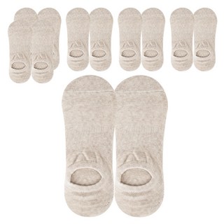 女性防滑毛圈氣墊隱形襪 6雙組, 燕麥色, 1組