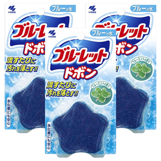 小林製藥 星星藍流馬桶清潔錠 清除黑斑和臭味 持續清潔 4-8 週, 60g, 3個