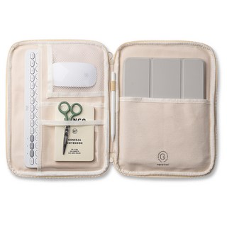 NUART iPad Galaxy Tab 帆布平板收納包, 象牙白