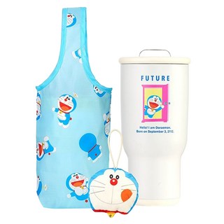 Doraemon 哆啦A夢 304不鏽鋼冰霸杯袋組, 哆啦A夢款 白色, 900ml, 1組