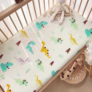 HABABY 嬰兒床包 一般嬰兒床專用 130 x 70cm 恐龍樂園 台灣製, 1個