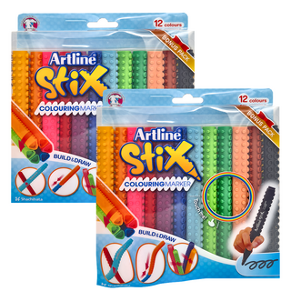 Artline STIX 凍凍粗芯積木色筆套裝 獎勵包, 12色, 2盒