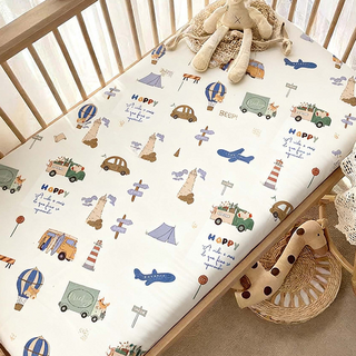 HABABY 嬰兒床包 一般嬰兒床專用 130 x 70cm 環遊世界 台灣製, 1個