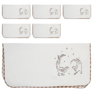 DASING 達興未來居 森之棉 台灣動物文創繡花紗布方巾 NC-S09-MIX 32 x 32cm, 混款 白色, 6條