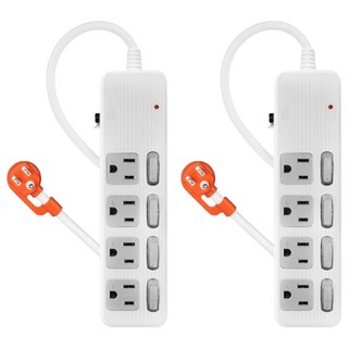 PowerSync 包爾星克 4開4插防雷擊抗搖擺延長線 3孔 TPS344AN9018, 1.8m, 白色, 2條