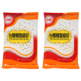 台糖 精製細砂糖 甜度高達99.7% 天然甘蔗蜜香 無添加, 500g, 2包