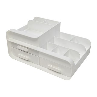 桌上化妝品收納整理盒 大, 白色, 1個