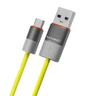MAGIC 鴻象科技 USB2.0 轉 Micro USB 尼龍編織傳輸充電線, 1個, 嫩黃色, 1.5m