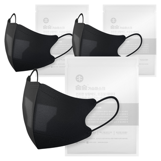 숨숲 베이직 기내용 수면용 가습 마스크 성인용, 클라우드블랙, 3개, 2개입