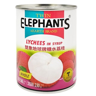 TWIN ELEPHANTS 雙象地球牌 糖水荔枝罐, 565g, 1罐
