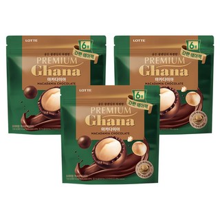 LOTTE 樂天 Ghana 加納 優質迦納夏威夷果巧克力球分享包 6包入, 144g, 3袋