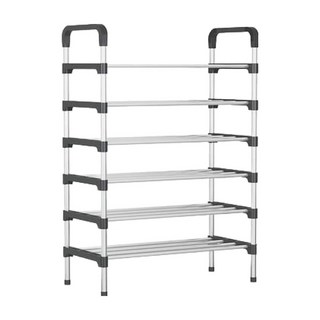 組裝鋼管鞋架 112 x 60 x 26cm 6層, 黑色, 1個