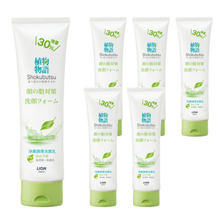 LION 獅王 植物物語 淨膚調理洗面乳, 添加向日葵籽油及山茶樹葉萃取 緊緻毛孔 抗痘 抗菌 成分 植物洗淨成分, 130g, 6條