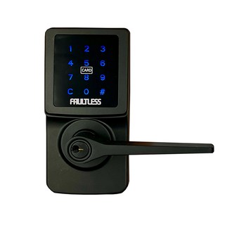 FAULTLESS 加安牌 卡片/密碼/鑰匙三合一觸控式電子水平鎖 消光黑, TL-505PC, 安裝規格, 適用於標準尺寸門孔