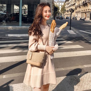 POPLARNC 費爾針織連身裙, 米色