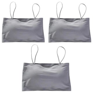 冰絲平口細肩帶胸墊背心3件組 肩帶可調整