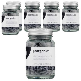georganics 礦物漱口錠 活性碳, 天然口氣清新劑，含碳酸氫鈉和薄荷醇，180錠, 6罐
