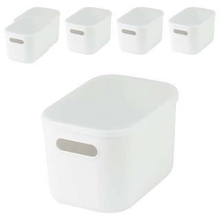 MUJI 無印良品 軟質收納盒 半 附蓋, 白色, 6個
