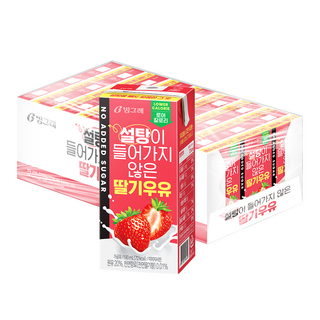 빙그레 설탕이 들어가지 않은 딸기우유, 190ml, 24개