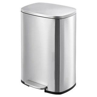 H&K 家居 東京緩降踏式垃圾桶 銀色不鏽鋼 靜音設計 居家清潔好幫手, 12L