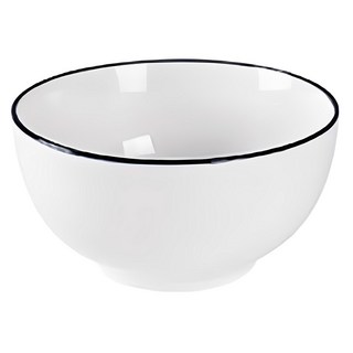 Homely Zakka 北歐創意簡約黑邊陶瓷餐具 大圓麵碗 簡約線條設計, Black系列, 1個