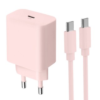 홈플래닛 25W PPS PD 3.0 초고속 충전기 + CtoC 케이블 1.2m, 핑크, 1개