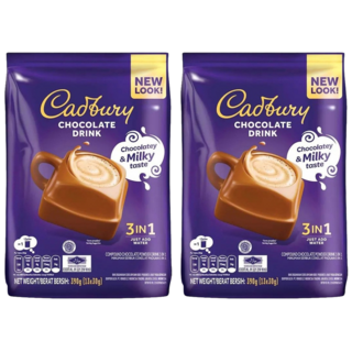 Cadbury 吉百利巧克力飲品 3合1即溶可可粉 390g, 30g, 13包, 2袋