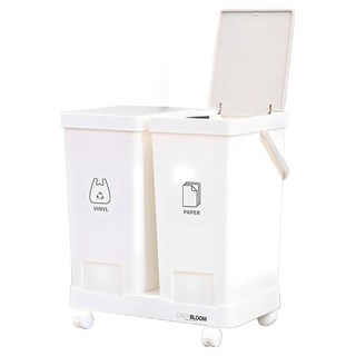 Daily Bloom 一鍵式分類垃圾桶 20L 2入組, 白色