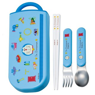 Skater 抗菌兒童3合1餐具組, 哆啦A夢, 湯匙 + 叉子 + 筷子 + 外盒, 1組
