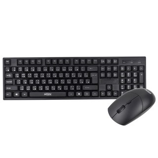 INTOPIC 廣鼎 2.4GHz 無線鍵盤滑鼠組 人體工學設計 舒適握感, KCW-955, 黑色, 一般型