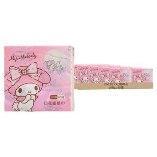 ONEDER 旺達棉品 三麗鷗家族印花紙手帕, 40張, 10包