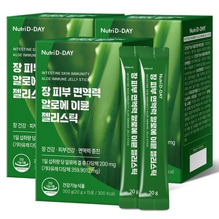 뉴트리디데이 장 피부 면역력 알로에 이뮨 젤리스틱 15p, 300g, 3개