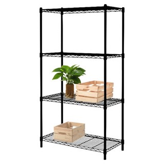 KI WISH 居家生活 輕型四層架 耐重 200KG 鐵製置物架/收納架, 黑色, 4層