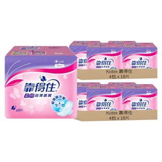 Kotex 靠得住 柔棉超薄護翼衛生棉 日用型, 23cm, 18片, 8包
