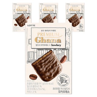 LOTTE 樂天 Ghana 加納 摩卡咖啡巧克力餅, 91g, 4盒