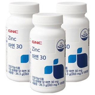 GNC 아연30, 100정, 3개