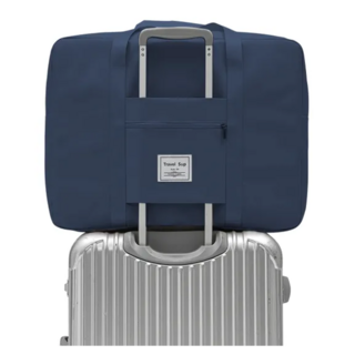 E.City 大容量短期旅行出差折疊拉桿袋, 22 x 19 x 4cm, 深藍色