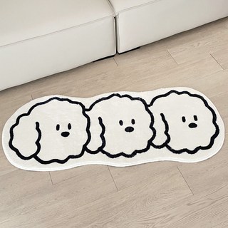 浴室復古地墊 可愛小狗造型, 三隻狗狗, 50 x 120cm, 1個