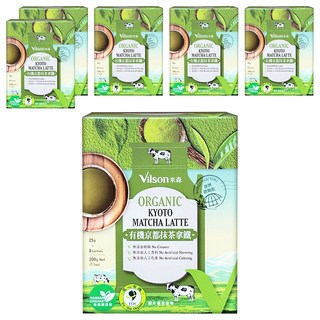 Vilson 米森 有機京都抹茶拿鐵 無奶精 無人工香料 無人工色素, 25g, 8包, 6盒