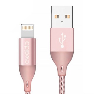 OWEIDA 歐威達 MFI認證 iPhone 高速編織線, 1.8m, 玫瑰金, 1條