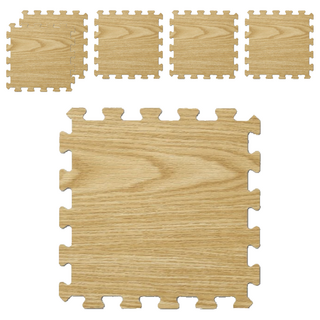 新生活家 耐磨抗污巧拼地墊 6片, 淺橡木, 1組