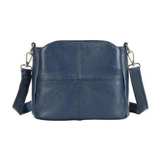 真皮頭層牛皮2WAY方塊格紋3格層女士肩背包/斜背包/女包 LB1104, 藍色, 1個